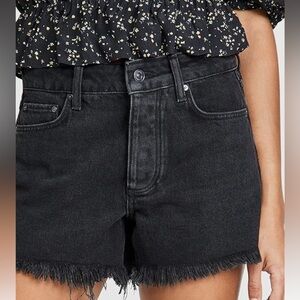 PAIGE Black Frayed Noelle Jean Shorts